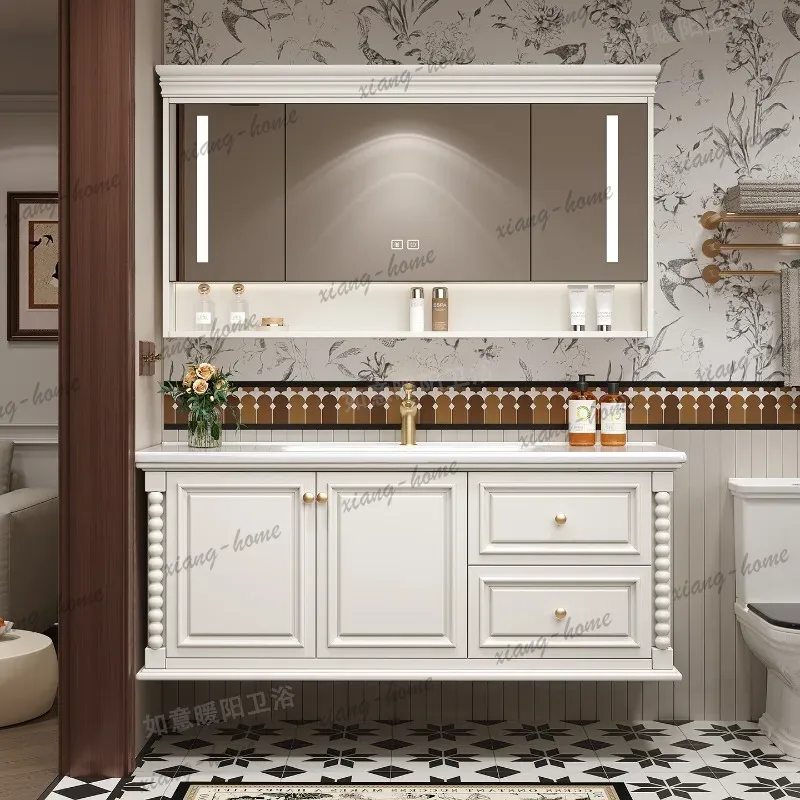 Home Bathroom Vanity Combo - Kleiner Badezimmerschrank aus Holz mit Wandspiegel,