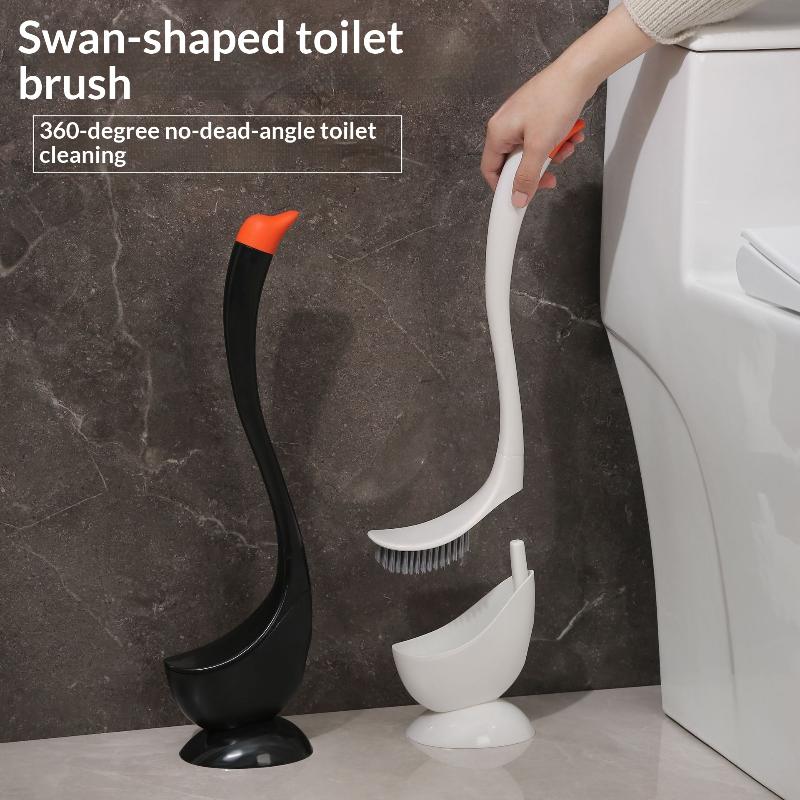 Plunger Toilet - Niedliche Toilettenbürste mit langem Griff, Schwanenform,