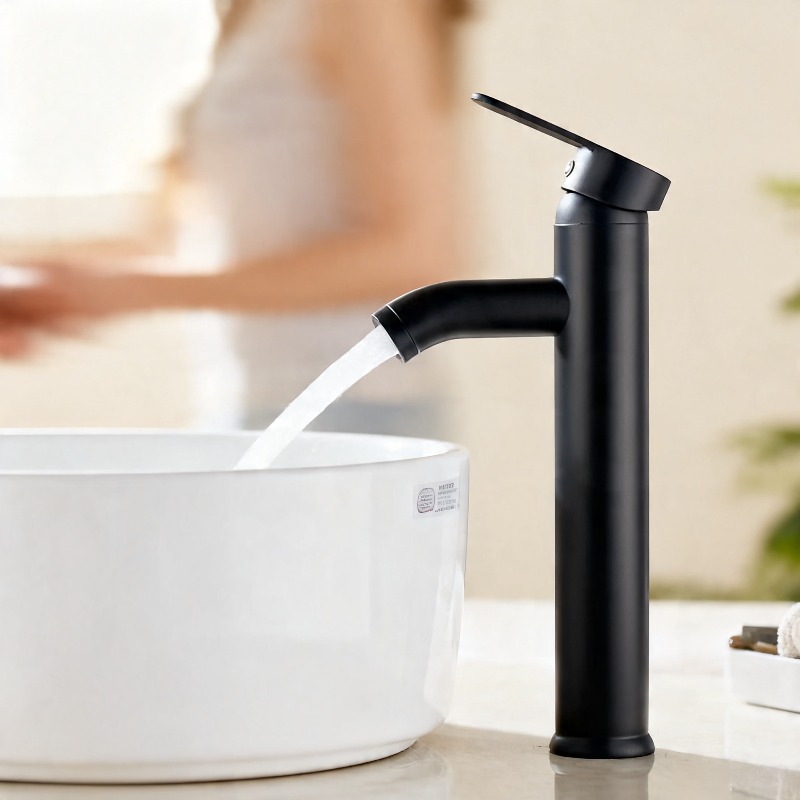 Basin Mixer Tap - Schwarzer Waschtischhahn Badezimmer-Waschbecken Wasserhahn Mischbatterie Warm-