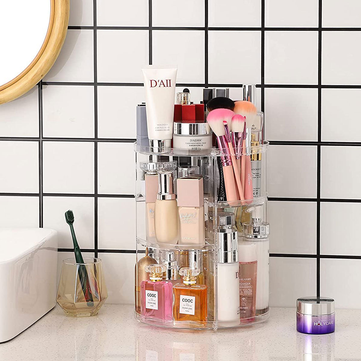 360-Grad drehbares Kosmetik-Au – Home Edit Bathroom Storage Bewertung und Preis